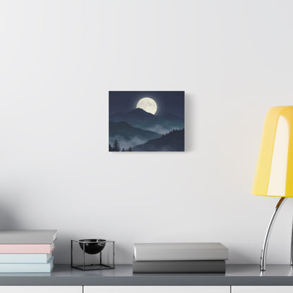 Moonlit Mountain Canvas Print — Full Moon Night Landscape Wall Art